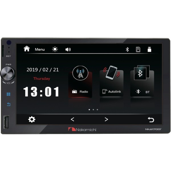 Магнитола 2DIN 180x100 Nakamichi NAM-1700R USB/MP3/SD/BT 4x50w
