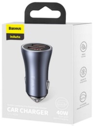 АЗУ 2USB Baseus Golden Contactor Pro Dual Quick Charger Car Charger 40W серый (CCJD-A0G) (71998)