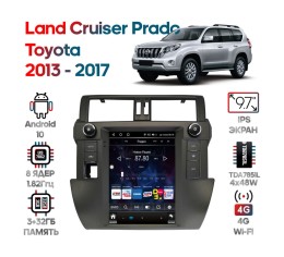 Штатная магнитола Toyota Land Cruiser Prado 2013-2017 Wide Media KS5009QR-3/32 левый руль