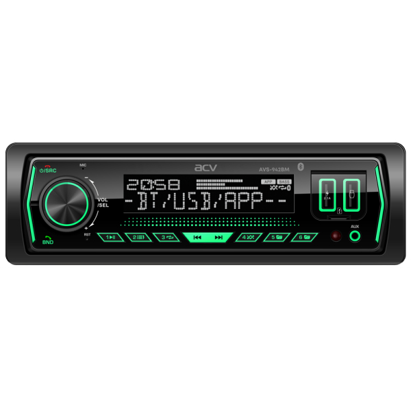 Магнитола 1DIN 12v ACV AVS-942BM bluetooth, USB, FM