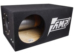 Корпус для сабвуфера 12" Ф/И труба 160 с боку, 70 л, 37 Гц, (V12-5-AMP), B12-1.F18-1.C-BK.V.T-OG