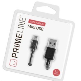 АЗУ Prime Line miniUSB - USB черный ,1,2 м 7203