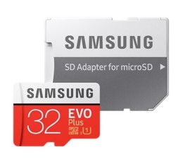 32 Gb карта памяти microSDHC Samsung Evo Plus + SD адаптер, Class 10 U1, 20/95 MB/s