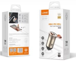АЗУ 1USB/1USB-C Ldnio C509Q + кабель type-C to Lightning, черно-золотой (70018)