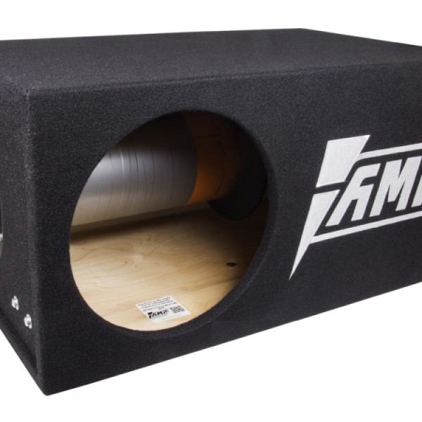 Корпус для сабвуфера 12" Ф/И труба 160 с боку, 70 л, 37 Гц, (V12-5-AMP), B12-1.F18-1.C-BK.V.T-OG