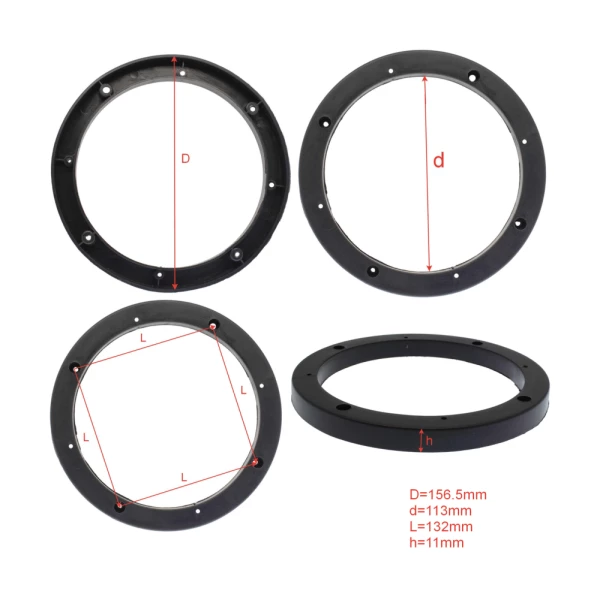 Проставки для динамиков 16см пластик 6.5" универсальные, ровные, простые Проставки для динамиков 16см пластик 6.5" универсальные, ровные, простые