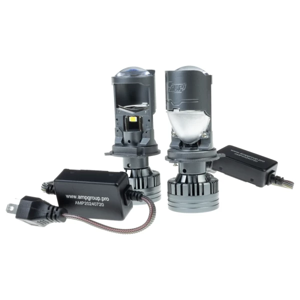 LED AMP CSP H4 mini projector lens 5000K (линза) (1шт.)