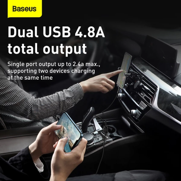 АЗУ 2USB 4.8А Baseus Grain Pro, черный (CCALLP-01)