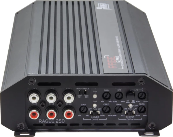 Усилитель 6-канальный AMP RAGE 6.250 6x150 (4om)/6x250 (2om)/3x500 (4om мост) класс D (Full Range)