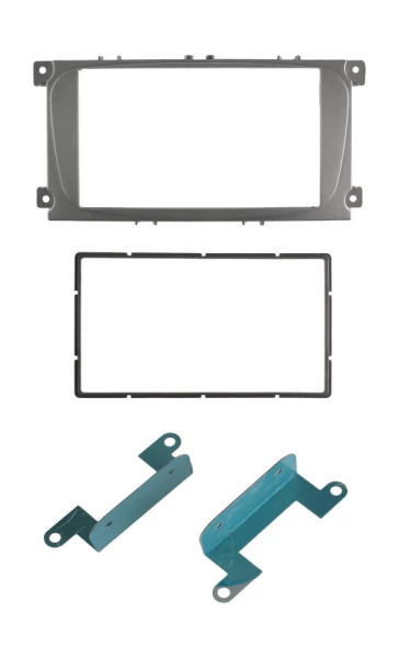 Рамка Ford Focus 2 (Sony), S-Max 07+, Mondeo 07+, серебро 2 Din с металлическими креплениями