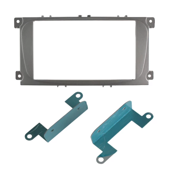 Рамка Ford Focus 2 (Sony), S-Max 07+, Mondeo 07+, серебро 2 Din с металлическими креплениями