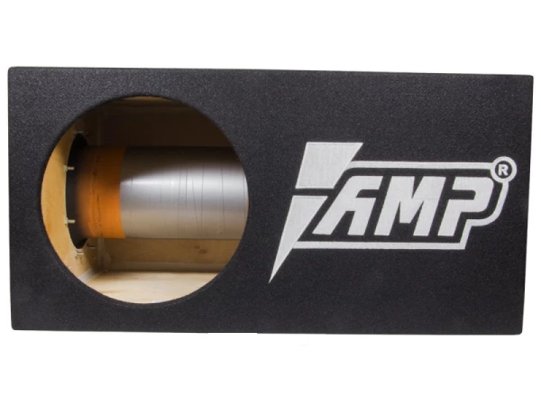 Корпус для сабвуфера 12" Ф/И труба 160 с боку, 70 л, 37 Гц, (V12-5-AMP), B12-1.F18-1.C-BK.V.T-OG