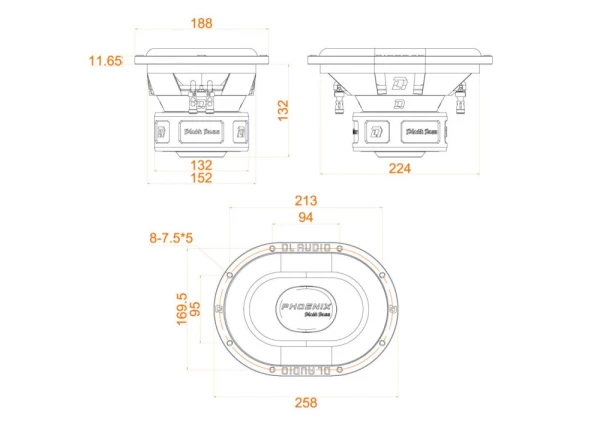 Динамик сабвуфер 6x9" DL Audio Phoenix Black Bass 69 (2+2 Om / RMS 200W)