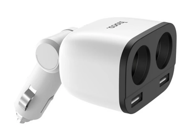 Разветвитель прикуривателя Hoco Z28, 2USB+2АЗУ, белый