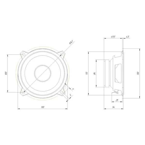 Динамики Oris Electronics FT-130W Мидбас 50/100 Вт, 70-7000 Гц, 4 Ом