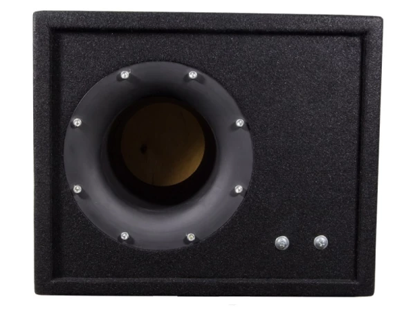Корпус для сабвуфера 12" Ф/И труба 160 с боку, 70 л, 37 Гц, (V12-5-AMP), B12-1.F18-1.C-BK.V.T-OG