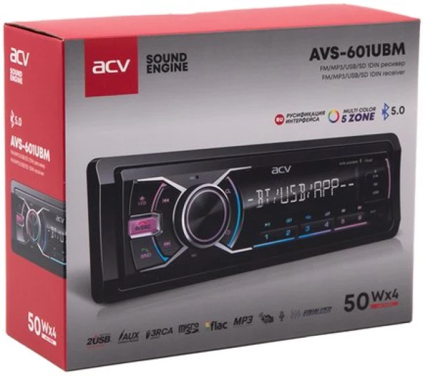 Магнитола 1DIN 12V ACV AVS-601UBM