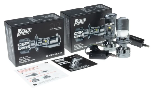 LED AMP/Criolight CSP H4 mini projector lens 6000K (линза) (1шт.)