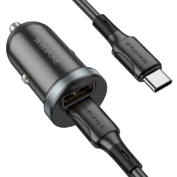 АЗУ 1USB+1USB-C Borofone BZ22, кабель Type-C->Lightning, PD30W, QC3.0 черный (85139)
