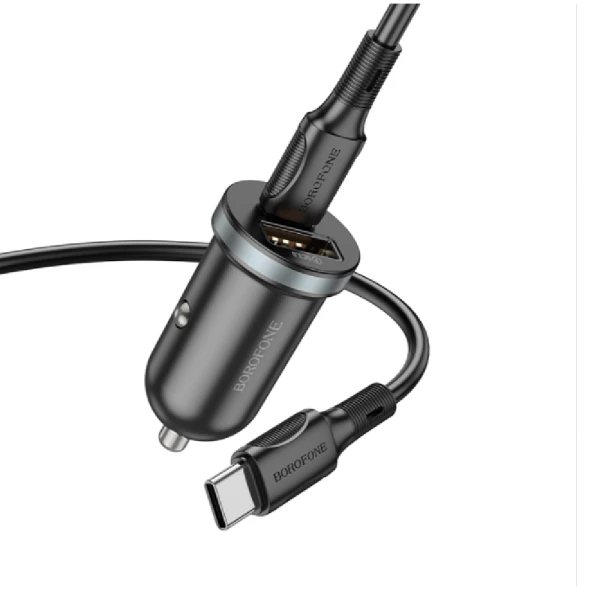 АЗУ 1USB+1USB-C Borofone BZ22, кабель Type-C->Lightning, PD30W, QC3.0 черный (85139)