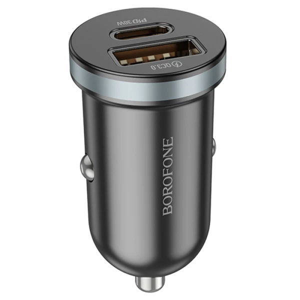 АЗУ 1USB+1USB-C Borofone BZ22, кабель Type-C->Lightning, PD30W, QC3.0 черный (85139)