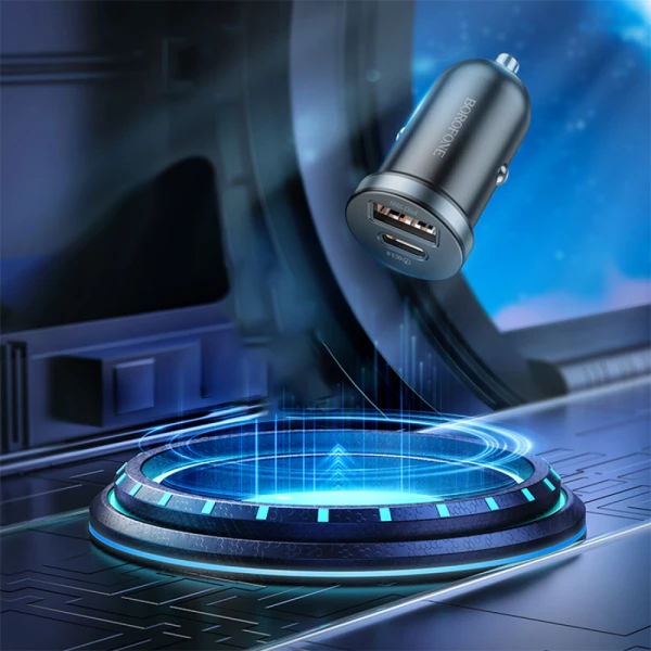 АЗУ 1USB+1USB-C Borofone BZ22, кабель Type-C->Lightning, PD30W, QC3.0 черный (85139)