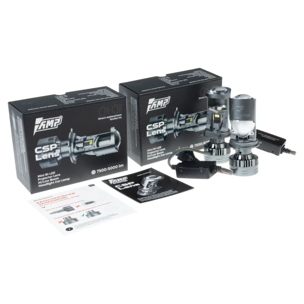 LED AMP CSP H4 mini projector lens 5000K (линза) (1шт.)