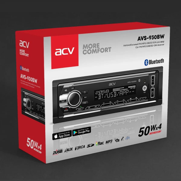 Магнитола 1DIN 12v ACV AVS-930BW bluetooth,USB, FM