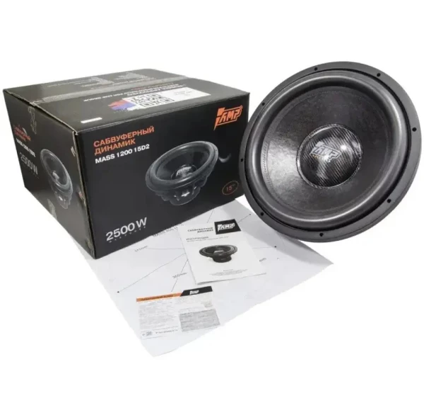 Динамик сабвуфер 15" AMP MASS 1200 15D2 (2+2 Om, RMS 1200W)