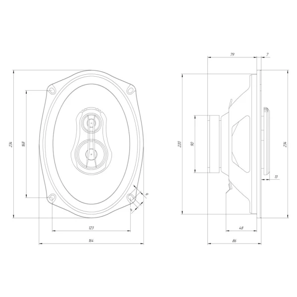 Динамики Oris Electronics JB-693Q 3-полосная коаксиальная система 70/140 Вт, 4 Ом, 93 дБ, 45Гц-20кГц