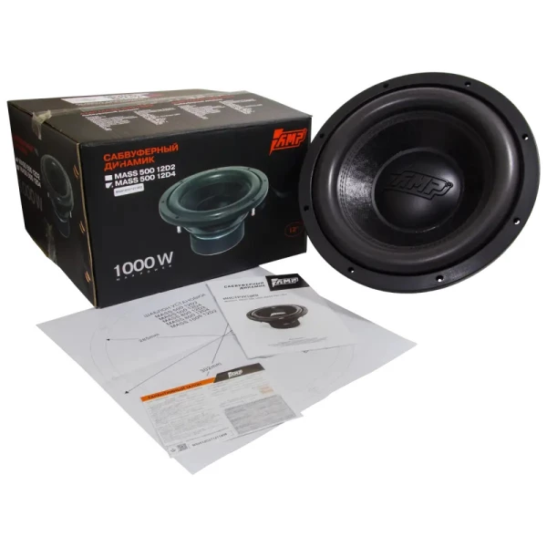 Динамик сабвуфер 12" AMP MASS 500 12D2 (2+2 Om / RMS 500/1000W)