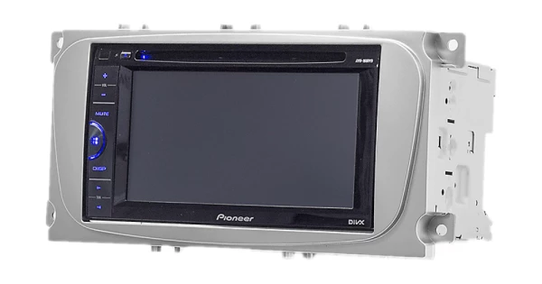 Рамка Ford Focus 2 (Sony), S-Max 07+, Mondeo 07+, серебро 2 Din с металлическими креплениями